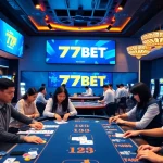 Engaging casino scene featuring players at 77bett.io, showcasing a vibrant and trusted online gambling experience.