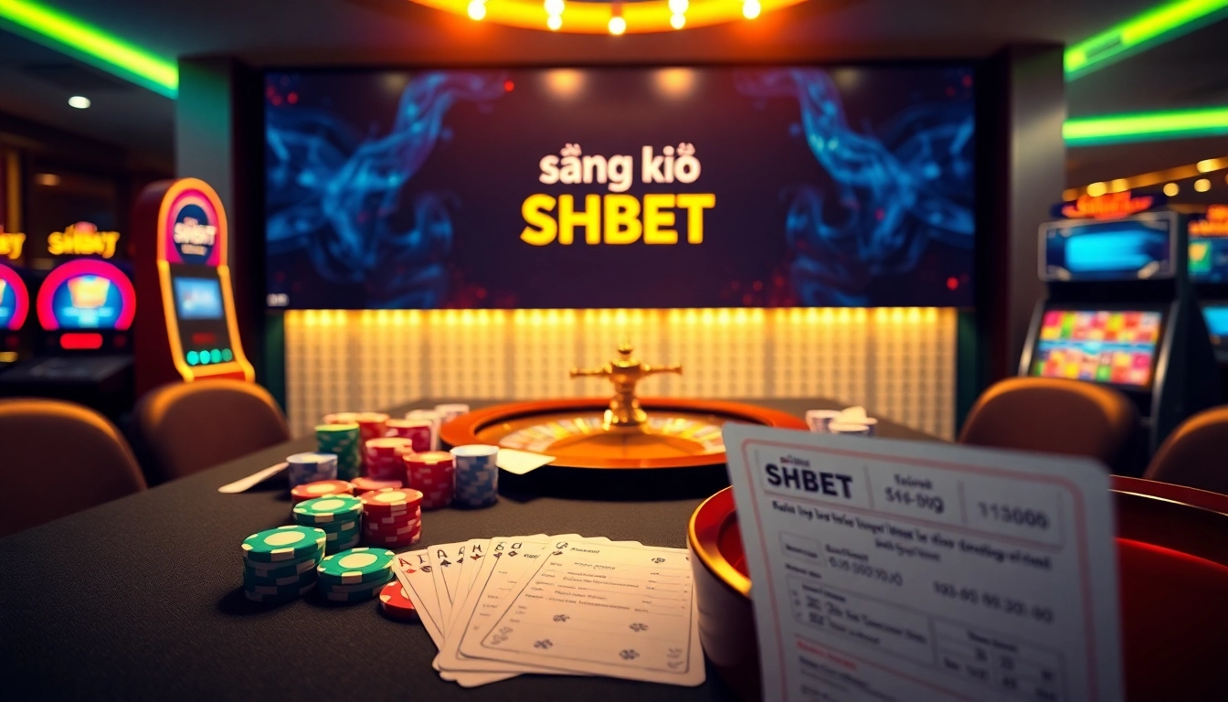 Engaging scene illustrating đăng ký SHBET on a casino table filled with cards and chips.