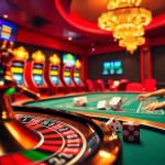 Engaging scene of rr88 linh with players enjoying various table games and slots in a vibrant casino setting.