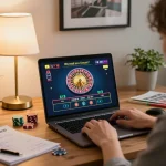 Engaging in live online gaming at tx88casino with a focused player and roulette screen