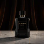Experience the elegance of Musamam Black Intense by Lattafa in this striking bottle display.
