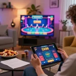 SX88 user enjoying live dealer action in cozy home gaming setup