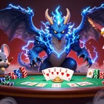 O8 showcases thrilling poker action with a thunder dragon, enhancing your gaming experience.