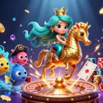 Experience max88's dynamic casino adventure with a mermaid, seahorse, and casino elements.