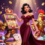 Dabet interactive slot gaming scene featuring vibrant characters and dynamic gambling elements.