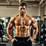 Primobal Primobolan fitness model demonstrating strength in a modern gym.
