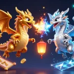 Experience thrilling gameplay at max88 with gaming dragons competing amidst vibrant slot reels.