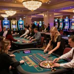 Experience the excitement of go99 at a dynamic casino with players at roulette tables.