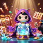 s8 players spinning the slot reels in vibrant online casino illustration
