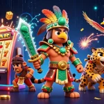 Experience thrilling gameplay with QS88, featuring Aztec warriors and vibrant casino elements.