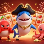 Spin the reels at 555win com with a vibrant 3D casino scene featuring festive characters and gold coins.