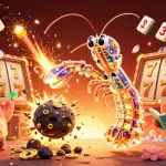 Win big at alo8b with vibrant slot games and captivating 3D characters in this colorful illustration.
