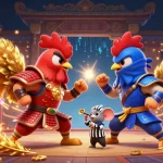 VIN88 features fighting roosters in dramatic standoff with gold elements enhancing excitement