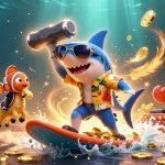 Engage with 78win's thrilling scene of action, featuring a shark, clownfish, and crab in an exciting underwater casino environment.