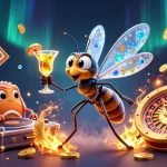 Engaging scene of casino characters with crazyvegas theme, featuring slots and roulette elements.