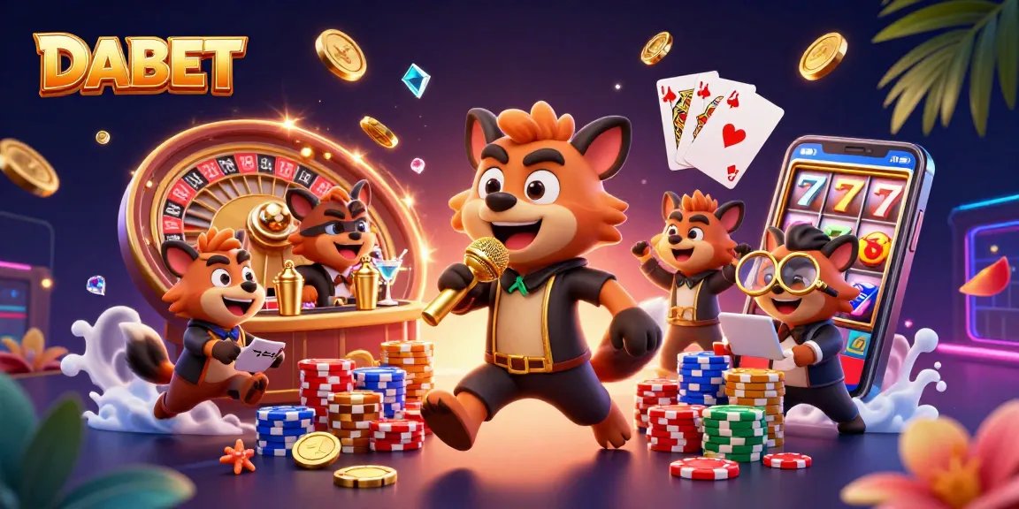 DABET brings the fun of a vibrant casino scene animated with hyena characters in action.